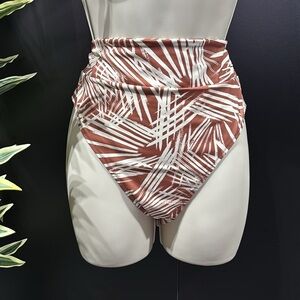 UpWest High Waist banded bikini bottoms, high cut thigh, recycled fibers,pattern